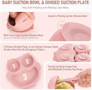 Baby Weaning Set - Silicone Toddler Feeding Set (10 Pcs) with Adjustable Bib, Suction Bowl, Plate, Fork, Spoon, Water & Snack Cup Kit - Baby Led Weaning Kit by TinyTreasures Baby Boutique