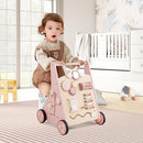 Beright Wooden Baby Walker Push and Pull Learning Activity Walker Kids’ Activity Toy Multiple Activities Center Develops Motor Skills & Stimulates Creativity(Pink) by TinyTreasures Baby Boutique