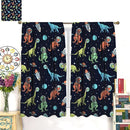 Cartoon Dinosaur Curtains for Kids Boys Girls Home Decor, Astronaut Rocket Funny Outer Space Blackout Rod Pocket Window Drapes for Bedroom Living Room W36xL63in 2 Panels by TinyTreasures Baby Boutique