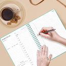 Daily Planner Undated - B5 To Do List Notebook Hourly Schedules, Spiral Appointment Planner for Women and Men, PVC Hardcover, Inner Pocket, Elastic Closure, 7" x 10", Teal by TinyTreasures Baby Boutique