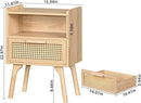 Lerliuo Rattan Nightstands Set of 2, Boho Side Table with Drawer Open Shelf, Cane Accent Bedside End Table with Solid Wood Legs for Bedroom, Dorm and Small Spaces (Natural) by CozyNest Decor