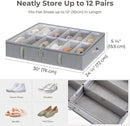 StorageWorks Under Bed Shoe Storage Organizer, Underbed Shoes Container with Adjustable Dividers, Shoe Storage Basket with Cover, Grey, 2-Pack, Space-Saving Shoe Box Fits up to 24 Pairs by CozyNest Decor