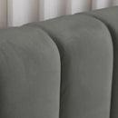 Livinia Queen Size Elton Velvet Platform Bed, Upholstered Bed Frame with Vertical Channel Tufted Headboard Footboard, Strong Wood Slats, No Box Spring Needed, Gray (Queen) by CozyNest Decor