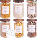 6 Set Glass Pantry Storage Jars with Acacia Airtight Lid - 23oz Thicken Glass Kitchen Canisters with 132 Pantry Labels - Clear Glass Food Storage Containers with Wood Lid for Tea,Sugar,Cookie,Coffee by CozyNest Decor