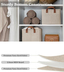 StorageWorks Storage Bins, Fabric Storage Bins for Shelves, Storage Baskets with Metal Frame, Closet Baskets and Bins with Handles, Brown and Beige, 2-Pack by CozyNest Decor
