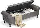 YOUDENOVAn 60”Bench with Storage, Upholstered Tufted Button Window Bench with Plenty Hidden Storage Space,Faux Leather Ottoman Bench for Bedroom, Living Room, Entryway，Grey by CozyNest Decor