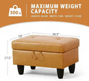 Ottoman Rectangular Storage Ottoman Bench, Faux Leather Footrest, Coffee Table, Stool Footstool with Hinged Lid for Living Room, Bedroom, Entryway, Orange, 28.5"x19"x17.5" by CozyNest Decor