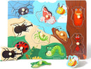 GRINNNIE 9 Pack Montessori Toddler Puzzle for 3 4 5 Years Old, Wooden Learning Puzzle for Toddlers 3-5, Animal, Alphabet, Number, Shape Peg Puzzles Set, Great Birthday for Boys Girls by TinyTreasures Baby Boutique