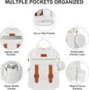 PIIOSER Diaper Bag Backpack with Ice Pack, Large Capacity & Waterproof Convertible Diaper Bag Tote for Moms Dads, Insulated Baby Tote Bag with Changing Pad, Stroller Straps & Pacifier Case, Cream by TinyTreasures Baby Boutique