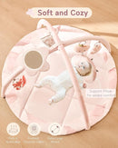 Fortella Baby Play Gym & Activity Mat, Tummy Time Mat w 5 Detachable Toys and Pillow, Large Sensory Playmat for Floor, Newborn Infant Baby Essentials Shower Gift 0-3-6-9-12 Months (Rose Pink) by TinyTreasures Baby Boutique
