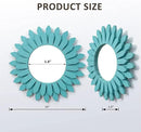 Honiway Beach Wall Decor Mirror 12 inch Wood Coastal Wall Decor Sunburst Boho Home Decor Room Decor for Bedroom Living Room Bathroom Cyan by CozyNest Decor