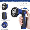 FANHAO Garden Hose Nozzle 100% Heavy Duty Metal Water Hose Sprayer with 8 Spray Patterns, High Pressure Spray Nozzle with Thumb Control, On Off Valve for Watering Plants, Washing Cars & Pets, Blue by GreenHaven Gardens