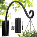 Heavy Duty Plant Hanger Bracket (16"/Black) Outdoor Hand-Forged Hanging Plant Bracket Durable and Stable Bird Feeder Hanger by GreenHaven Gardens