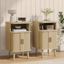 Alohappy Fluted End Table Set of 2, Mid Century Modern Nightstands with Sliding Tambour Door, Curved Round Edge Wood Bedside Table for Bedroom, Side Tables with Storage for Living Room, Natural Oak by CozyNest Decor