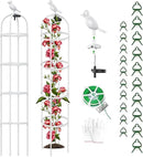 2 Pack Garden Obelisk Trellis with Solar Light, 6 Ft Trellis for Climbing Plants Outdoor Rose Bush Round Trellis for Pots, Rustproof PE Coated Metal Plant Support for Flowers Vine Indoor by GreenHaven Gardens