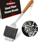 18” Steam Grill Brush Bristle Free,with Extended Luxurious Acacia Wood Handle,Safe Grill Cleaner for Outdoor Grill,Replaceable Head Grill Scraper Tool,BBQ Accessories,Gifts for Men/Dad by GreenHaven Gardens