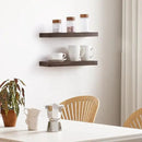 Fun Memories Handcrafted European Pine Floating Shelves Wall Mounted Set of 2 - Natural Rustic Wooden Wall Shelf - Storage Shelf for Living Room Farmhouse - Dark Walnut - 16Inch by CozyNest Decor