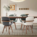 LUNLING Swivel Dining Room Chairs Set of 2, Mid Century Modern Green Faux Leather Kitchen Chairs with Arms,Bamboo Legs Side Chairs No Wheels,Accent Chair for Dining Rooms and Offices by CozyNest Decor