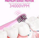 Kids Sonic Electric Toothbrush, Rechargeable Smart Toothbrush for Children, Toothbrush for Toddlers Boys Girls Age 3-12 with 30s Reminder, 2 Mins Timer, 6 Modes, 6 Brush Heads by TinyTreasures Baby Boutique