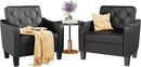 STHOUYN Living Room Chairs Black Leather Accent Chairs Set of 2, Waiting Room Arm Chairs, Reading Chairs for Bedroom Comfy Club Chair Tufted, Office Small Space (2, Black) by CozyNest Decor