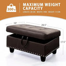 Ottoman Rectangular Storage Ottoman Bench, Faux Leather Footrest, Coffee Table, Stool Footstool with Hinged Lid for Living Room, Bedroom, Entryway, Brown, 28.5"x19"x17.5" by CozyNest Decor