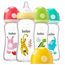 YOHKOH Natural Glass Baby Bottle with Natural Response Nipple, Newborn Anti-Colic Baby Bottles, Wide Neck Mushroom Cap Baby Bottle, Clear (8.8ounce (Pack of 4), Multicolour2) by TinyTreasures Baby Boutique