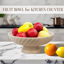 Large Resin Pedestal Decorative Bowl - Modern Fruit Bowl for Kitchen Counter - Handicraft Bowls for Home Decor - Key Bowl for Entry Table,Artificial Stone Beige by CozyNest Decor
