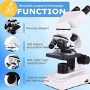 Binocular Microscope Magnification 40X-2500X, WF10x and WF25x Eyepieces, Dual LED Illumination, Suitable for Schools Home Labs Educational Adult Microscope by TinyTreasures Baby Boutique