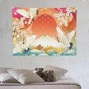 HZOHNAGO Japanese Tapestry Cherry Blossom Crane Sea Wave Fuji Mountain Red Sun Pattern Printed Wall Tapestry Painting Wall Hanging for Bedroom Living Room Dorm 40" W x 30" H by CozyNest Decor