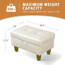 Ottoman Rectangular Storage Ottoman Bench, Faux Leather Footrest, Coffee Table, Stool Footstool with Hinged Lid for Living Room, Bedroom, Entryway, Pearl White, 28.5"x19"x17.5" by CozyNest Decor