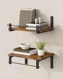 Deep Floating Shelves for Wall, 12 inch Wall Mounted Shelves Set of 2, Wide Floating Shelves for Living Room, Bedroom, Study, Bathroom, Rustic Brown and Black TBJ02P2BF by CozyNest Decor