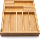 Bamboo Drawer Organizer with Knife Blocks - Silverware Organizer & Utensil Drawer Organizer, Cutlery Tray with Dividers, 7-9 Slots- Premium Kitchen Organizer for Utensils & Flatware (Natural) by CozyNest Decor