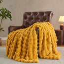 Lotus Karen Faux Fur Throw Blanket Ginger Yellow - Big Bubble Rabbit Fluff Blanket for Couch Bed Sofa,Softest Fluffy Fuzzy Cozy Blanket,Thick Furry Plush Shaggy Warm Blankets for Women,60x80 Inches by CozyNest Decor