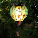 Solar Hot Air Balloon Lantern Flickering Flame, Sky Blue Glass Hot Air Balloon Solar Lantern Outdoor Waterproof, Decorative Hanging Hot Air Balloon Solar Light for Outside Garden Patio Yard by GreenHaven Gardens
