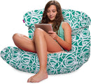 Posh Creations Structured Comfy Bean Bag Chair for Gaming, Reading, and Watching TV, Laguna Lounger, Canvas - Roses Mint by TinyTreasures Baby Boutique