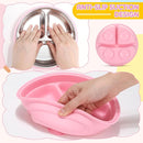 Nuogo 4 Pcs Stainless Steel Baby Suction Plates with Removable Silicone Shell 2-in-1 Metal Toddler Bowl Divided for Picky Eaters Kid Feeding Led Weaning Supply, Dishwasher Safe (Macaron Series) by TinyTreasures Baby Boutique