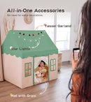 Play Tent with Mat, Star Light Large Kids Playhouse with Windows Easy to Wash, Indoor and Outdoor Play Tents for Kids, Little Dove Toys for Girls, Boys, 47x40x52 (Green Playhouse, Large Size) by TinyTreasures Baby Boutique