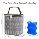 Breast Milk Cooler Bag with Ice Pack Fits 4 Baby Bottles Up to 9 Ounce, Baby Bottle Bag Great for Nursing Mom Daycare, Grey by TinyTreasures Baby Boutique