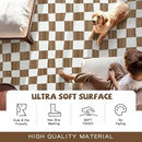 jinchan Runner Rug 2x5 Hallway Washable Modern Checkered Geometric Lattice Kids Bedroom Rug Indoor Floor Cover Non Slip Soft Carpet for Nursery Room Kitchen Laundry Room Home Brown by CozyNest Decor