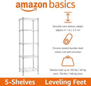 Amazon Basics 5-Shelf Tower Adjustable Storage Shelving Unit, Chrome, 16 D x 16 W x 54 H in by CozyNest Decor