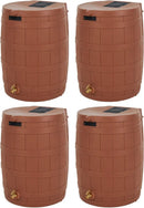 Good Ideas Rain Wizard 50 Gallon Plastic Outdoor Home Rain Barrel Water Storage Collector with Brass Spigot and Flat Back Design, Terra Cotta (4 Pack) by GreenHaven Gardens