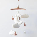 Cloud Moon Crib Mobile Cloud Baby Mobile for Crib Neutral Boho Clouds and Stars Moon Mobile Boucle Mobile, coffee 3 by CozyNest Decor