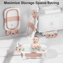 Collapsible Baby Bathtub,Baby Bath Tub with Soft Cushion & Thermometer,Baby Bathtub Newborn to Toddler 0-36 Months,Portable Travel Baby Tub by TinyTreasures Baby Boutique