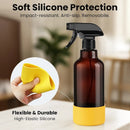 Glass Spray Bottles with Silicone Sleeve 16.9oz 2 Pack Empty Spray Bottle for Hair Mist/Stream Spraying for Cleaning Solutions, Plants, Essential Oils (Brown-grey&yellow) by GreenHaven Gardens
