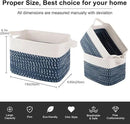 OIAHOMY Storage Basket, Woven Baskets for Storage, Cotton Rope Basket for toys,Towel Baskets for Bathroom - Pack of 3,White Blue by CozyNest Decor