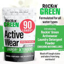 Rockin' Green Laundry Detergent, Plant based, All Natural Laundry Detergent Powder, Vegan and Biodegradable Odor Fighter, Safe for Sensitive Skin (Active Wear 90 Loads - Smashing Watermelons) by TinyTreasures Baby Boutique