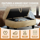 Ottoman Rectangular Storage Ottoman Bench, Flannel Footrest Stool Footstool with Lid for Living Room, Bedroom, Entryway, Light Brown, 28.5"x19"x17.5" by CozyNest Decor