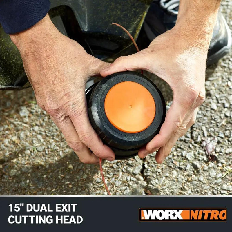 Worx Nitro 40V 15" Cordless String Trimmer with Brushless Motor, Powerful Grass Trimmer with Dual-Exit Bump-Feed Head, Lightweight Weed Trimmer Easy-Load Spool Head – Batteries & Charger Included, photo 4 of 6