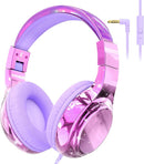 QearFun Kids Headphones Wired with Mic, 85/94dB Safe Volume Limit, Foldable Over Ear, Tangle-Free Cord & Sharing Port, Wired On-Ear Headset for School, Chromebook, Tablet, Travel - Boys & Girls by TinyTreasures Baby Boutique