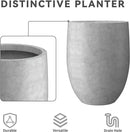 Kante 21.7" H Natural Concrete Tall Planter, Large Outdoor Indoor Decorative Pot with Drainage Hole and Rubber Plug, Modern Round Taper Style for Home and Patio by GreenHaven Gardens
